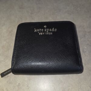 Kate Spade Black Staci Bifold Zip Wallet Leather